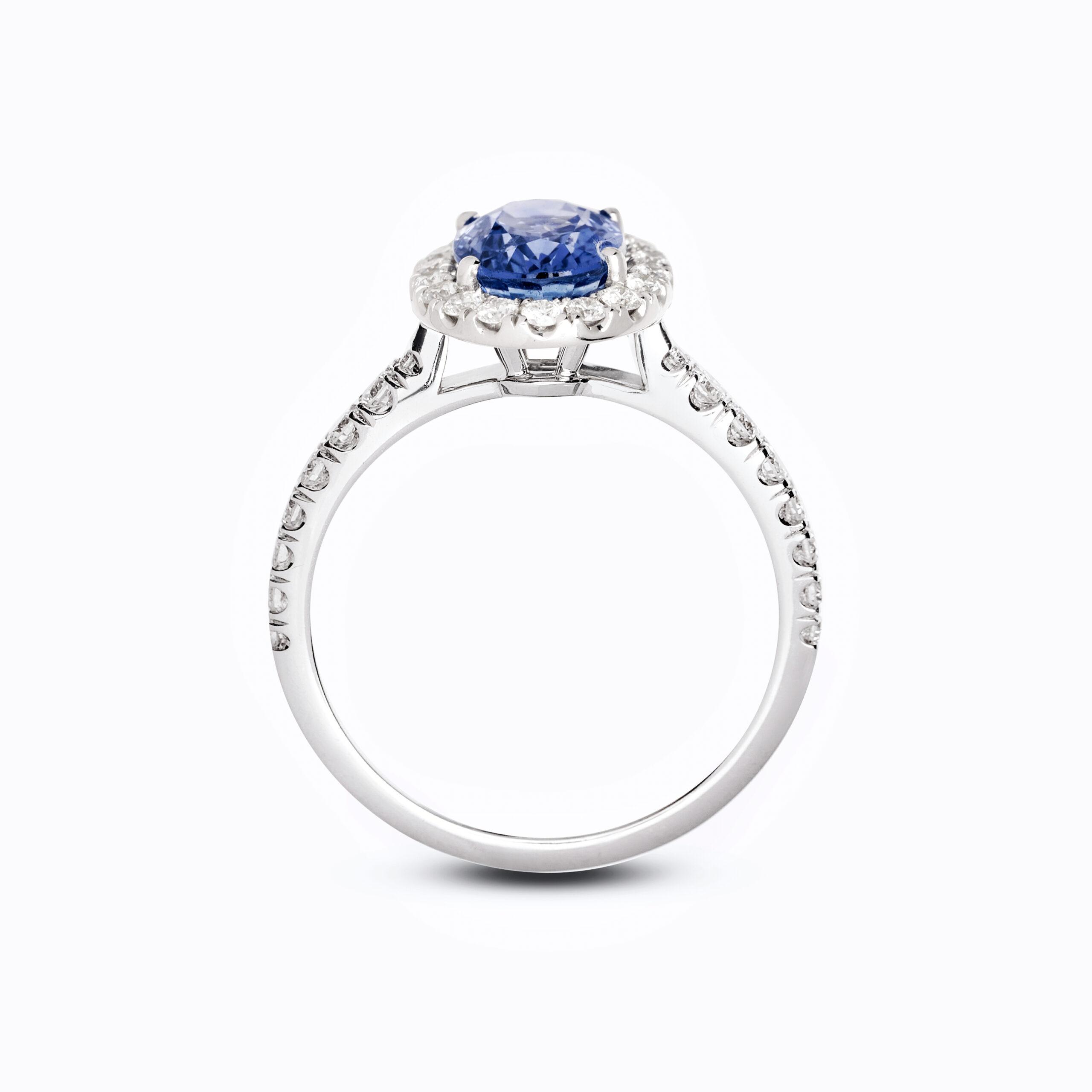 Halo Blue Oval-Cut Sapphire Ring –  2.02ct