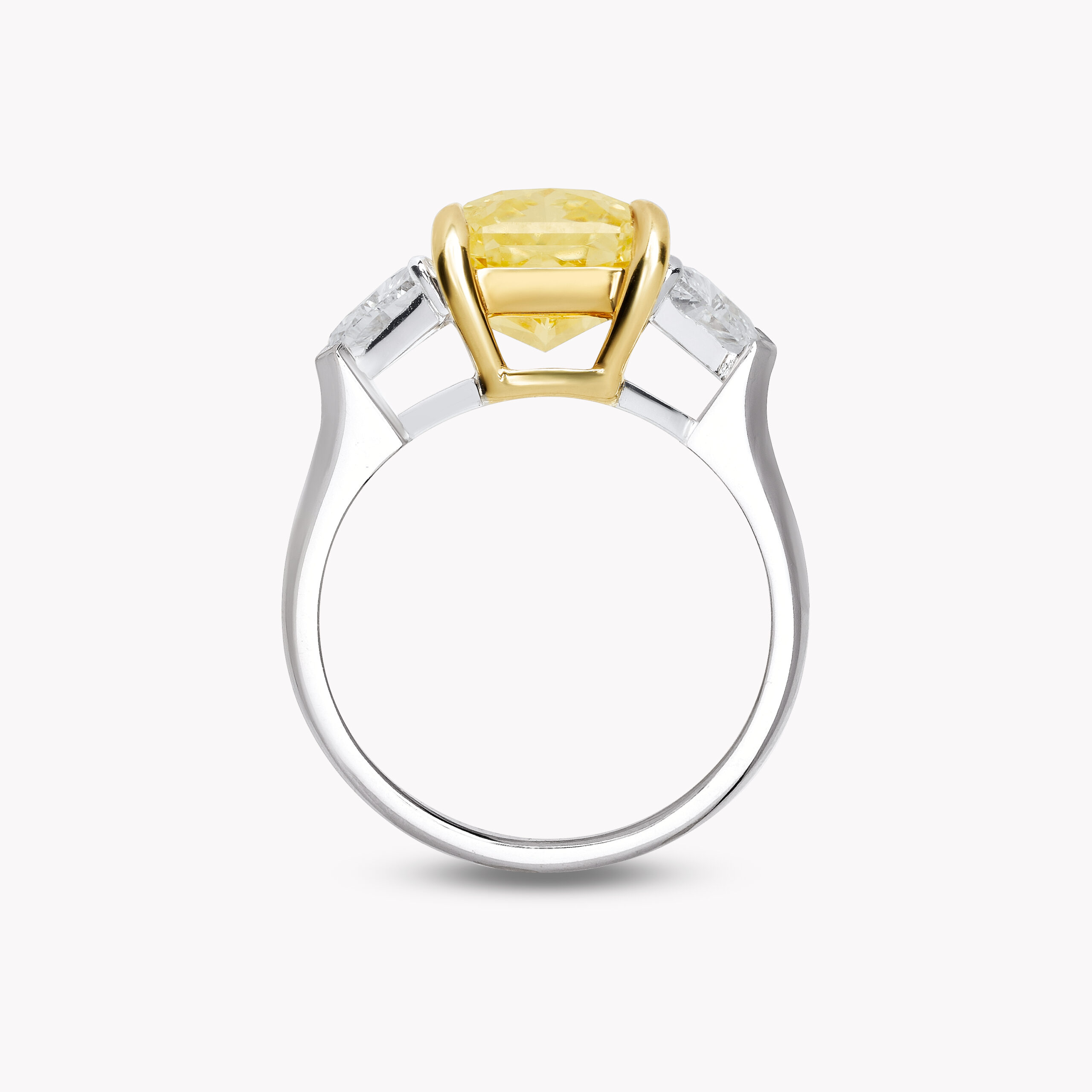 Yellow Radiant-Cut Diamond Ring with Triangle Side Diamonds