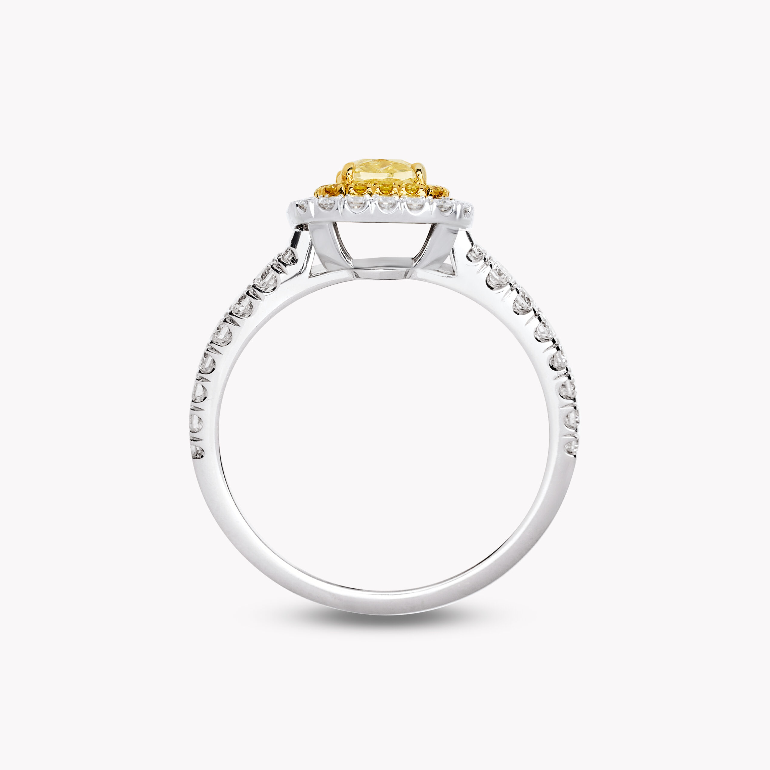 Yellow Cushion-Cut Diamond Ring  with Double Halo
