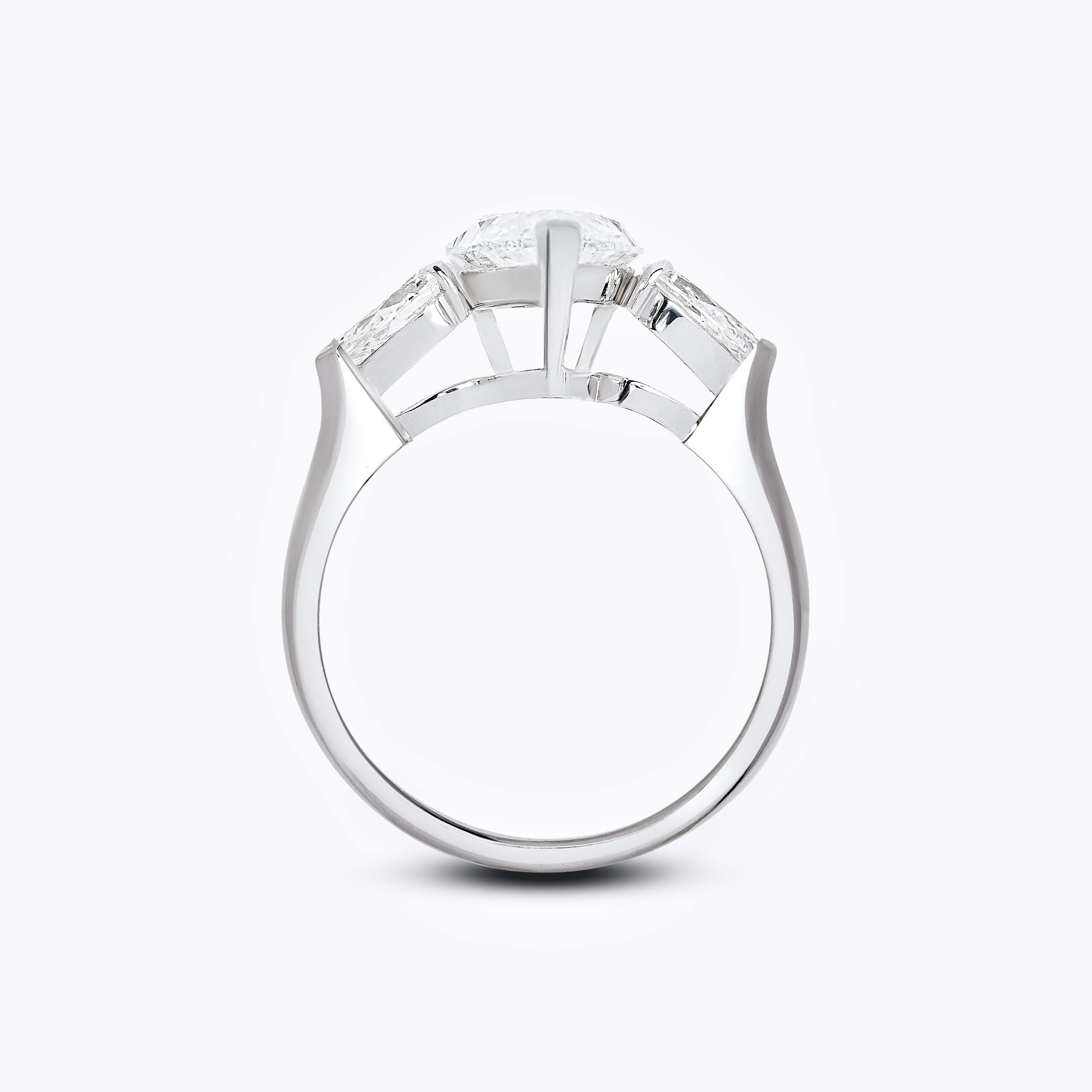 Pear-Cut Diamond  Ring with Pear Side Diamonds