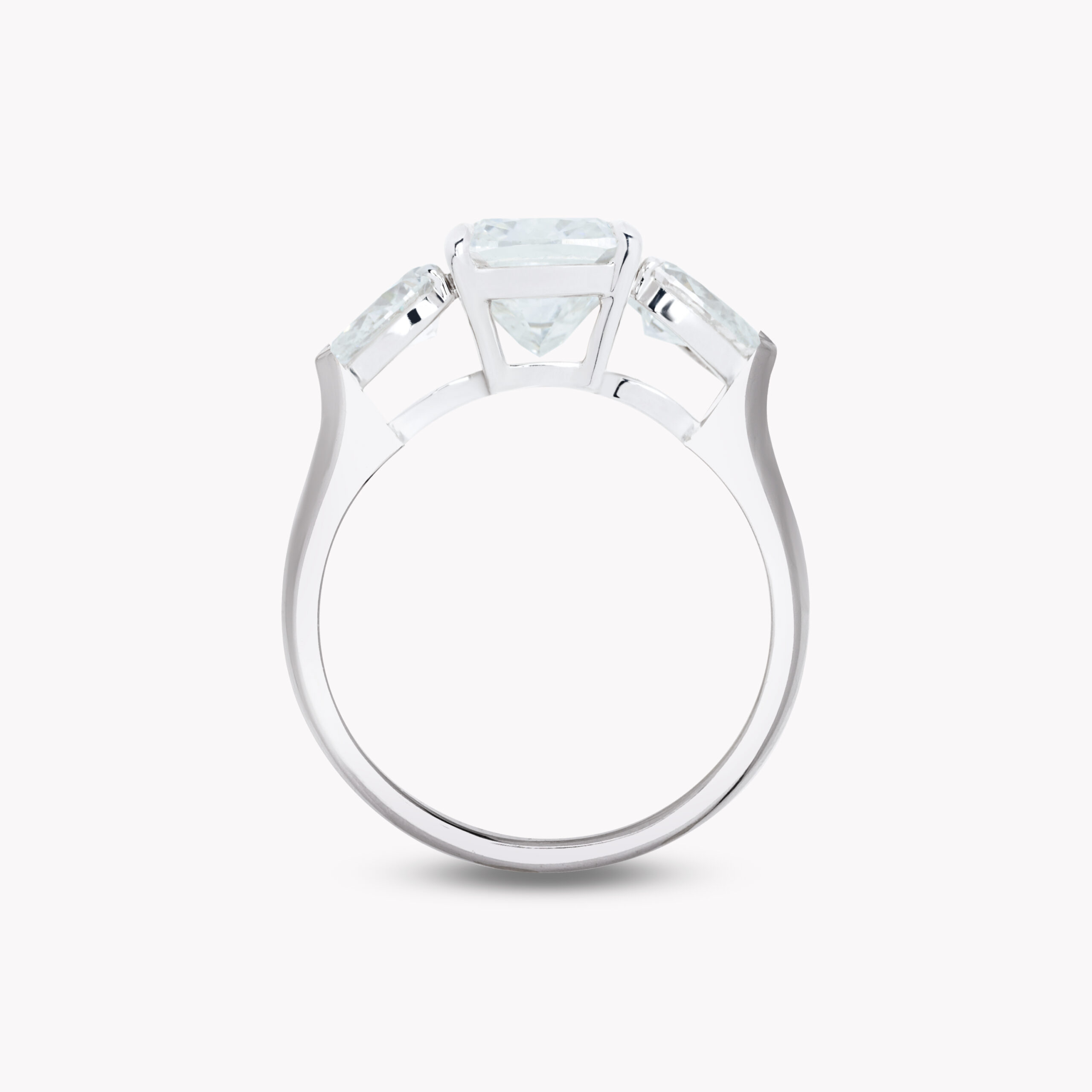 Cushion-Cut Diamond 3.20ct Ring with Pear Side Diamonds