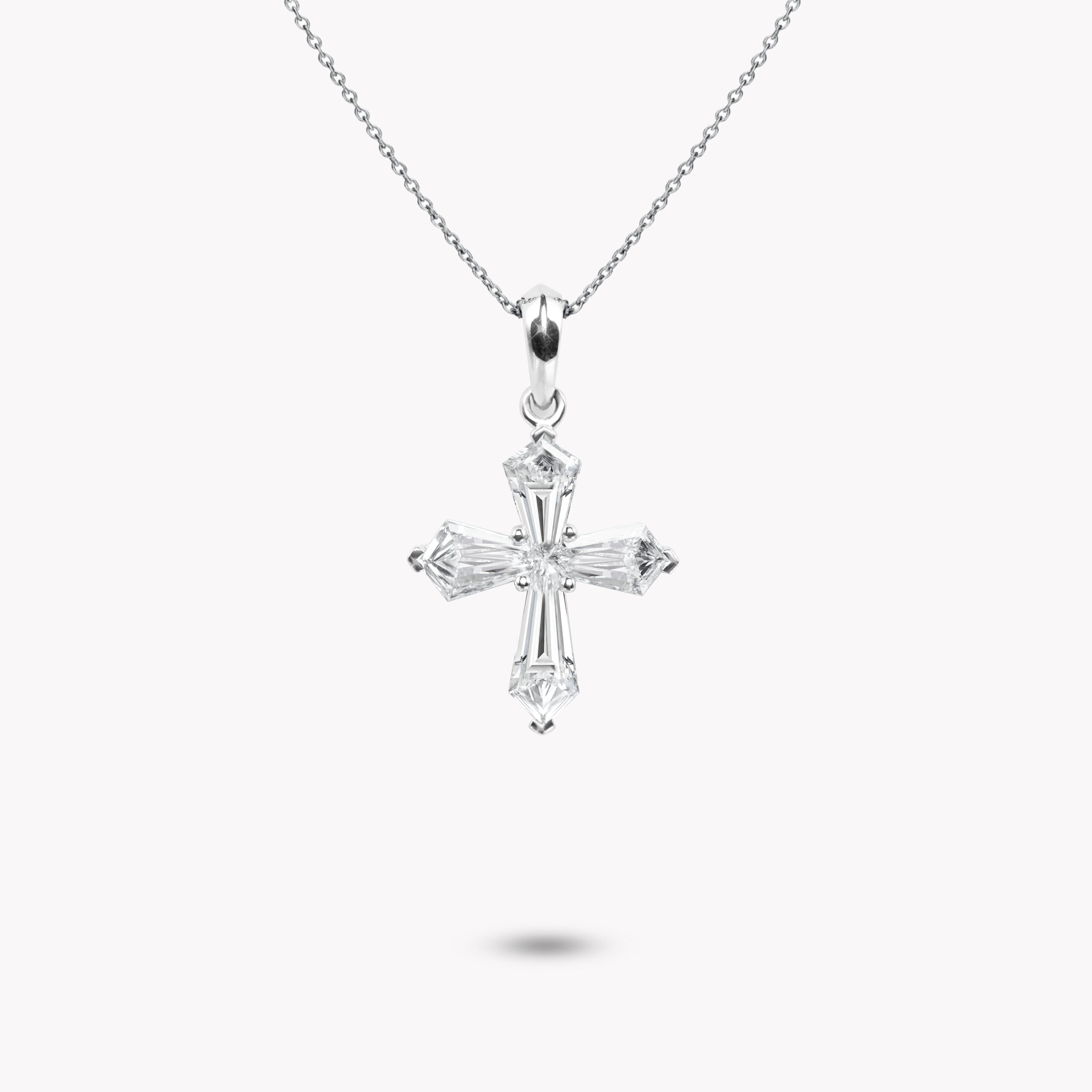 Hexagon-Cut Diamond Cross Pendant 1.35ct
