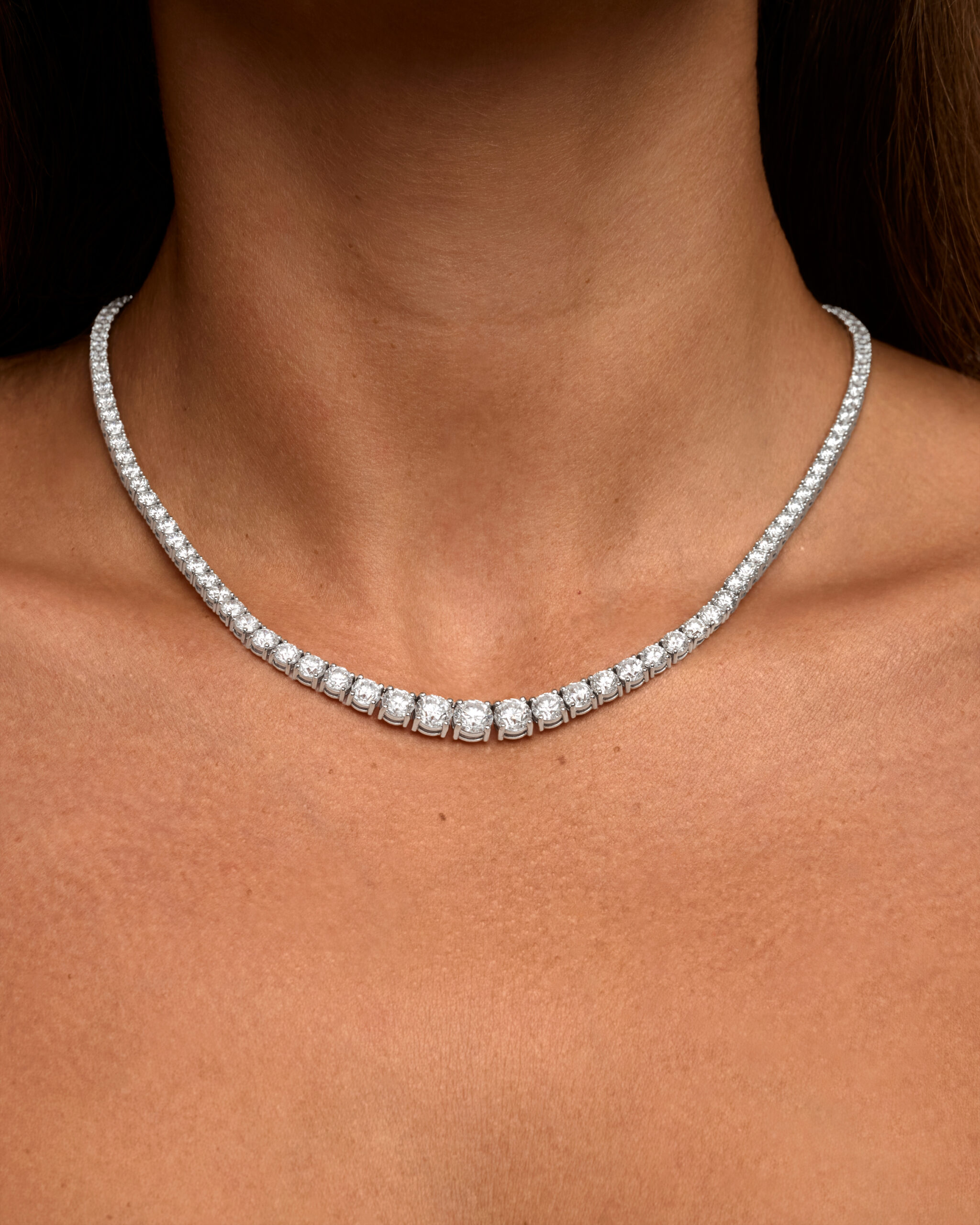 Graduated Round-Cut Diamond Tennis Necklace 20.23ct