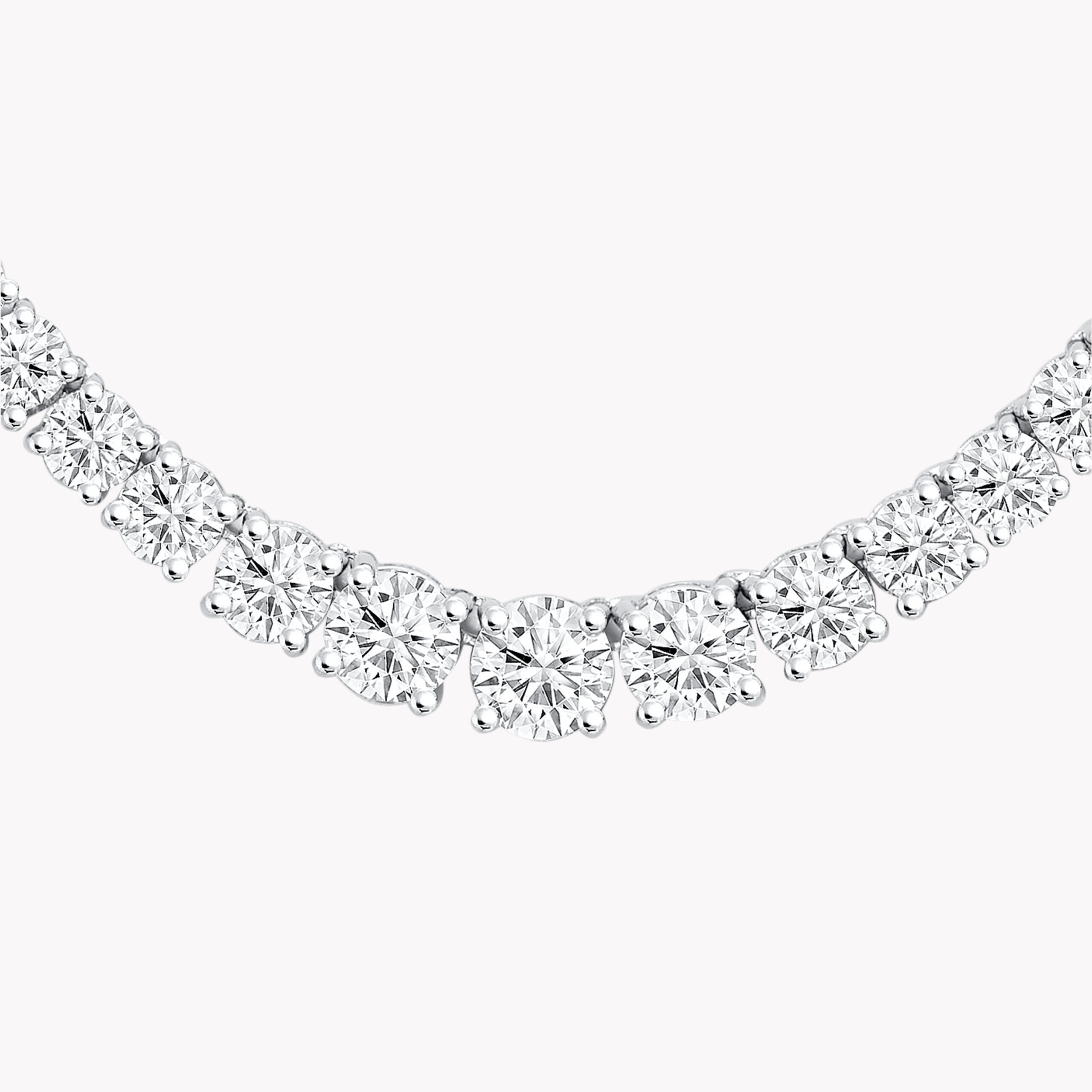 Graduated Round-Cut Diamond Tennis Necklace 20.23ct