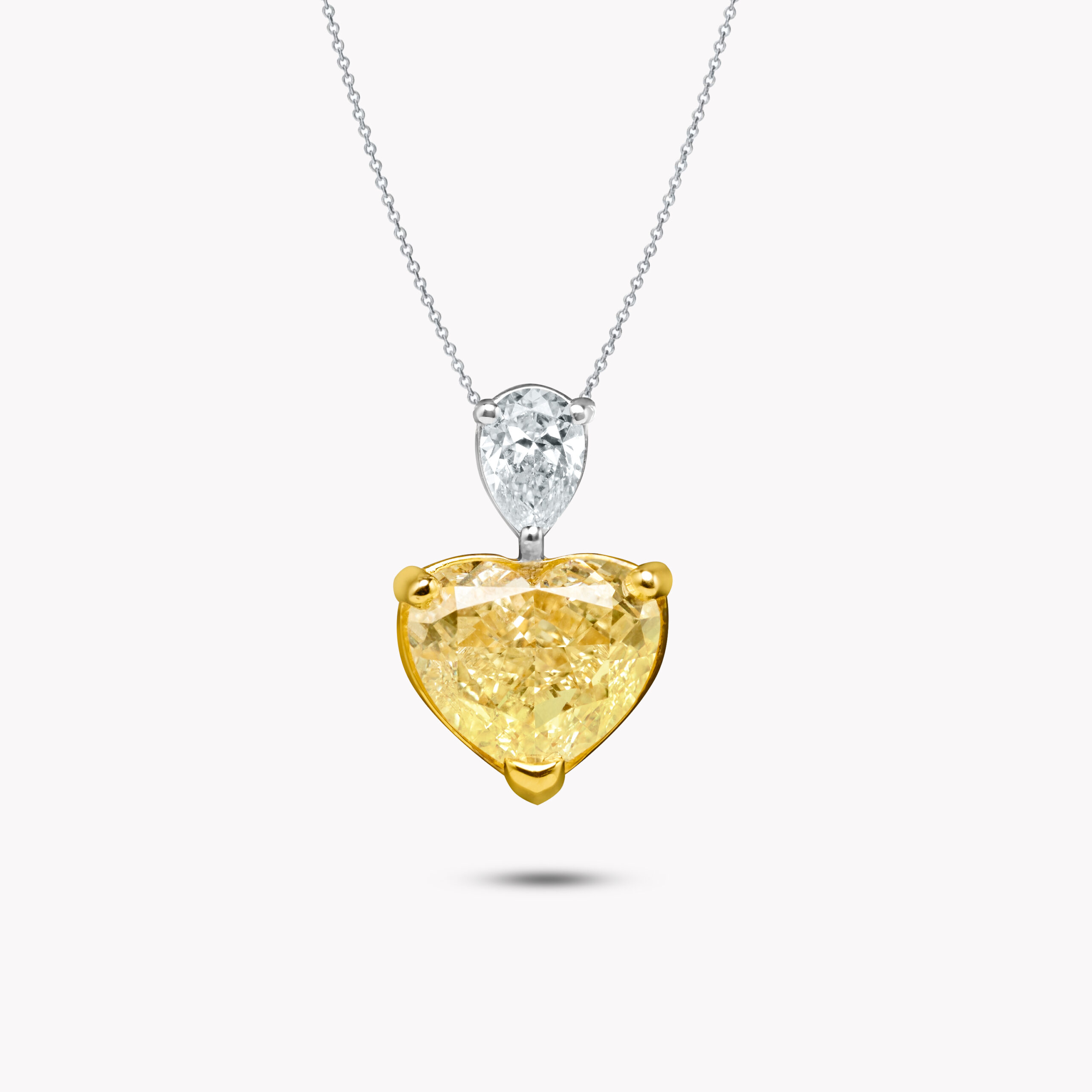 Pendant with Yellow Heart-cut and Pear-Cut Diamonds