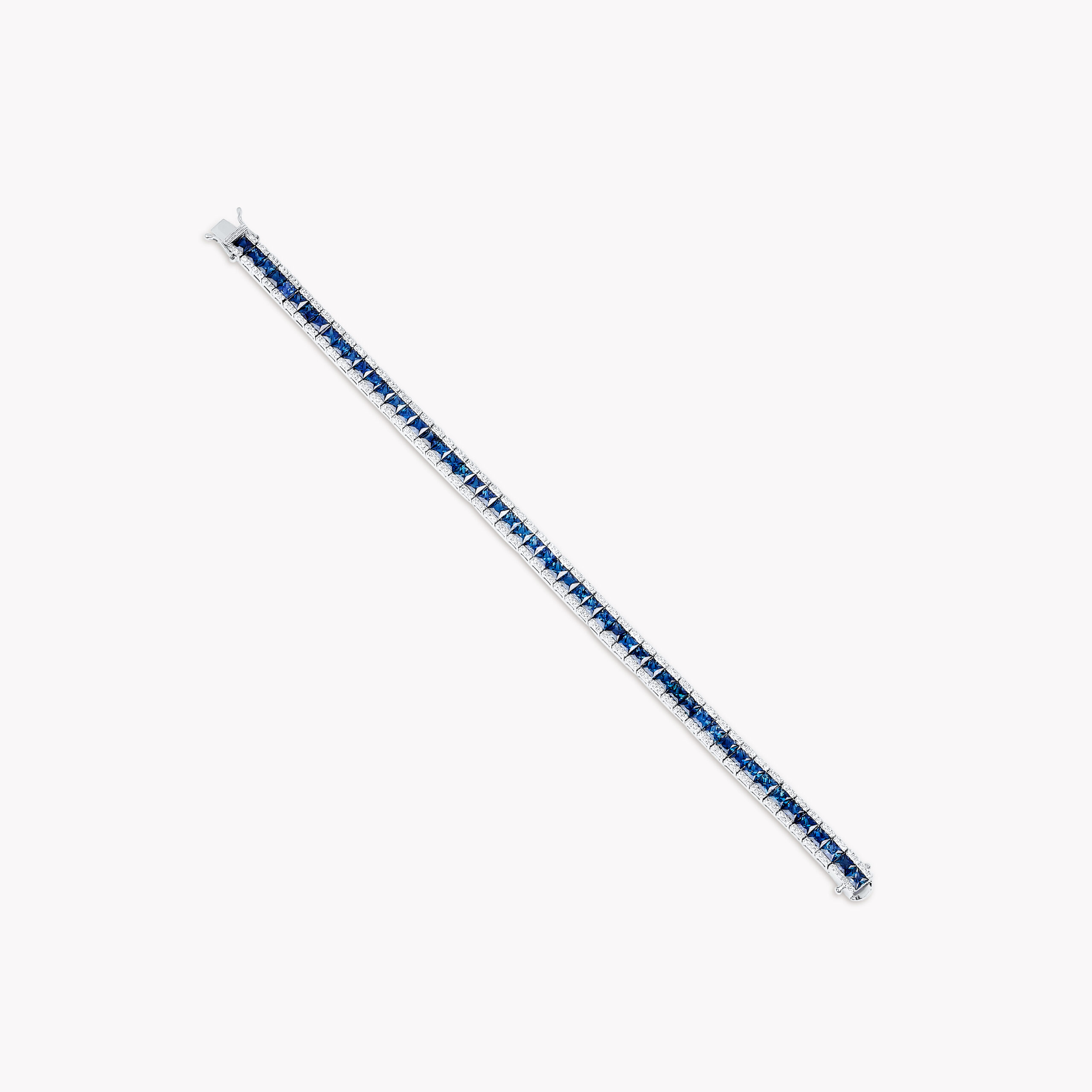 Princess-Cut Sapphire Tennis Bracelet with Diamond Pave  – 12.66ct