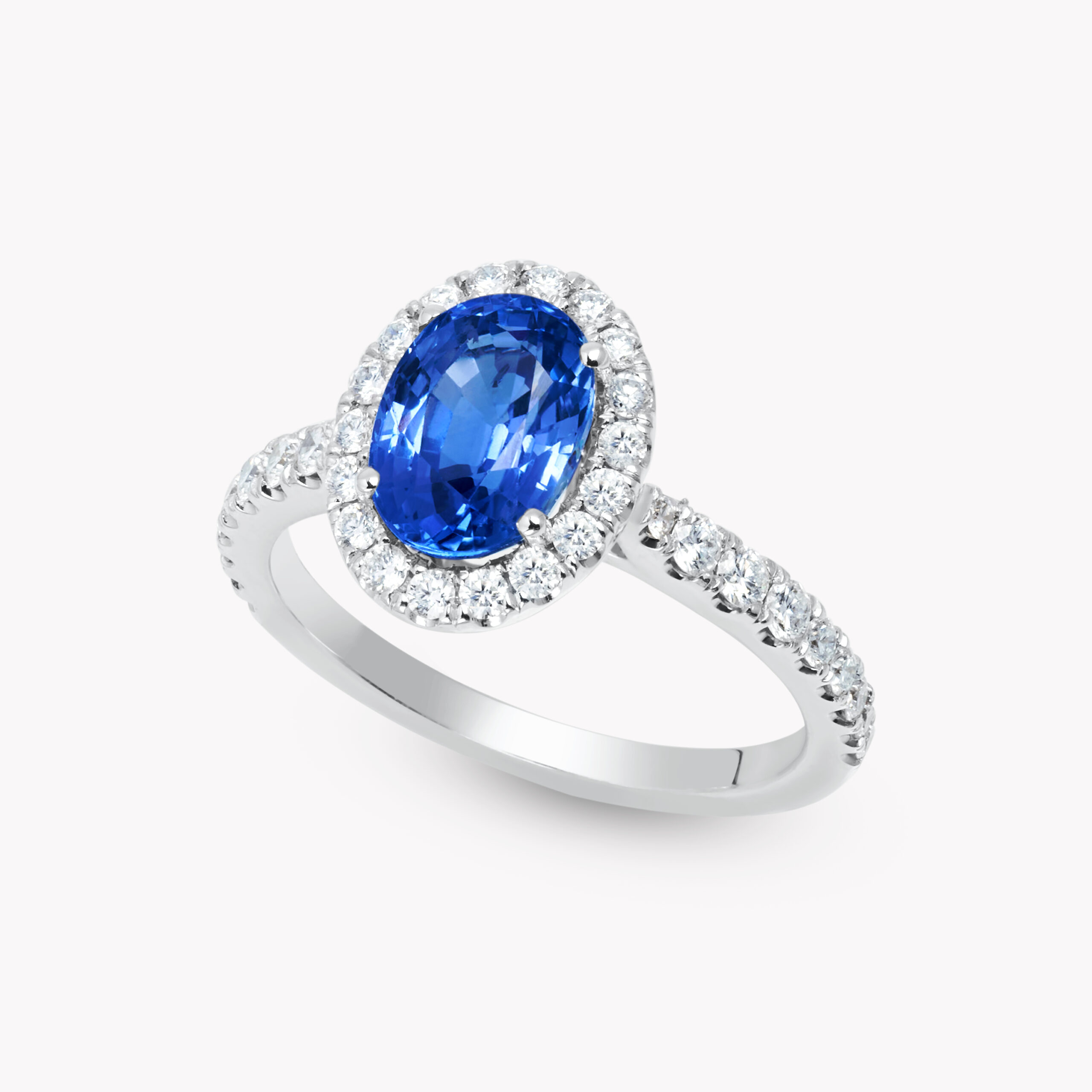 Halo Blue Oval-Cut Sapphire Ring –  2.02ct