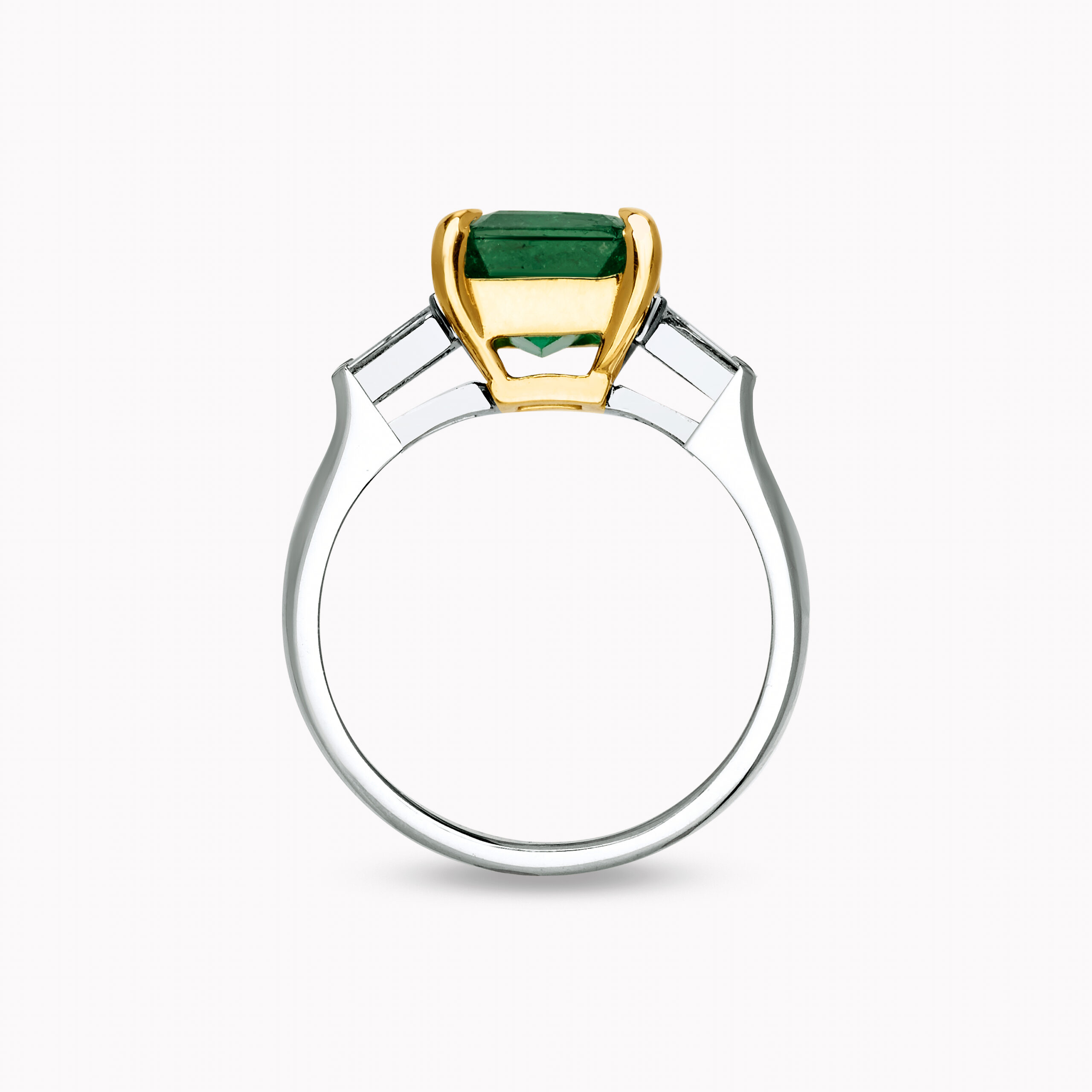 Emerald Ring 2.33ct with  Tapered Baguette  Diamonds 0.24ct