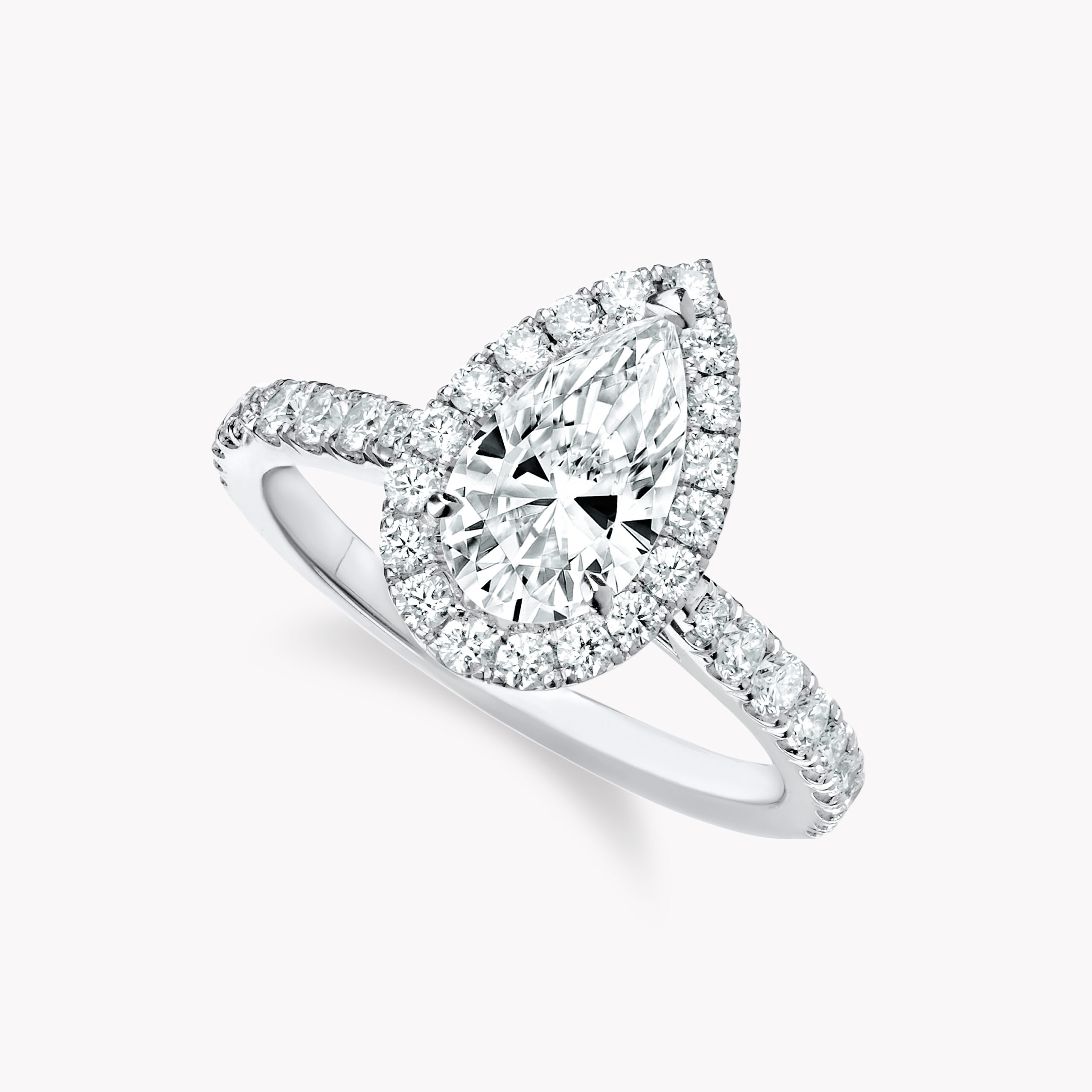 Pear-Cut Diamond Ring with Diamond Halo 1.00ct