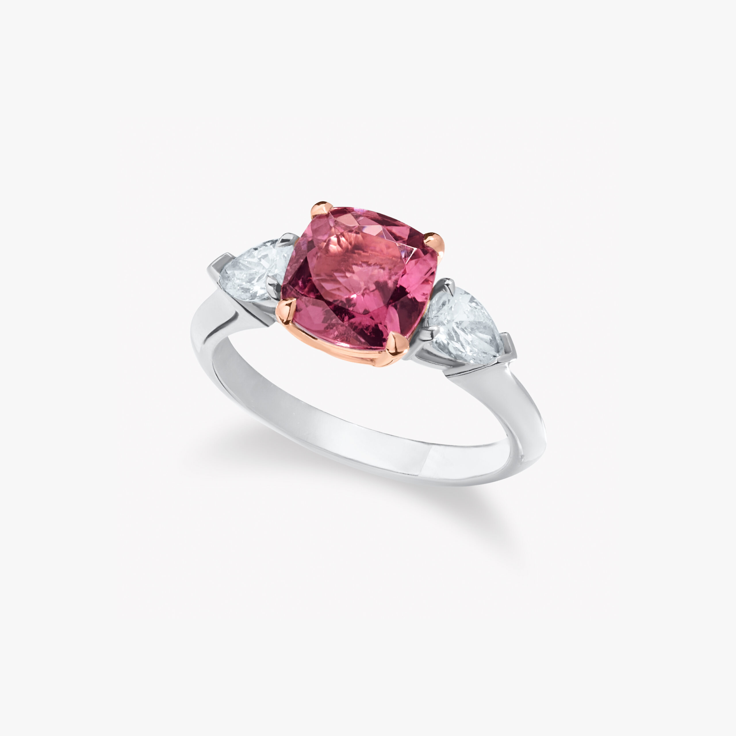 Cushion -Cut Tourmaline Ring 1.82ct with Pear-Cut Diamonds