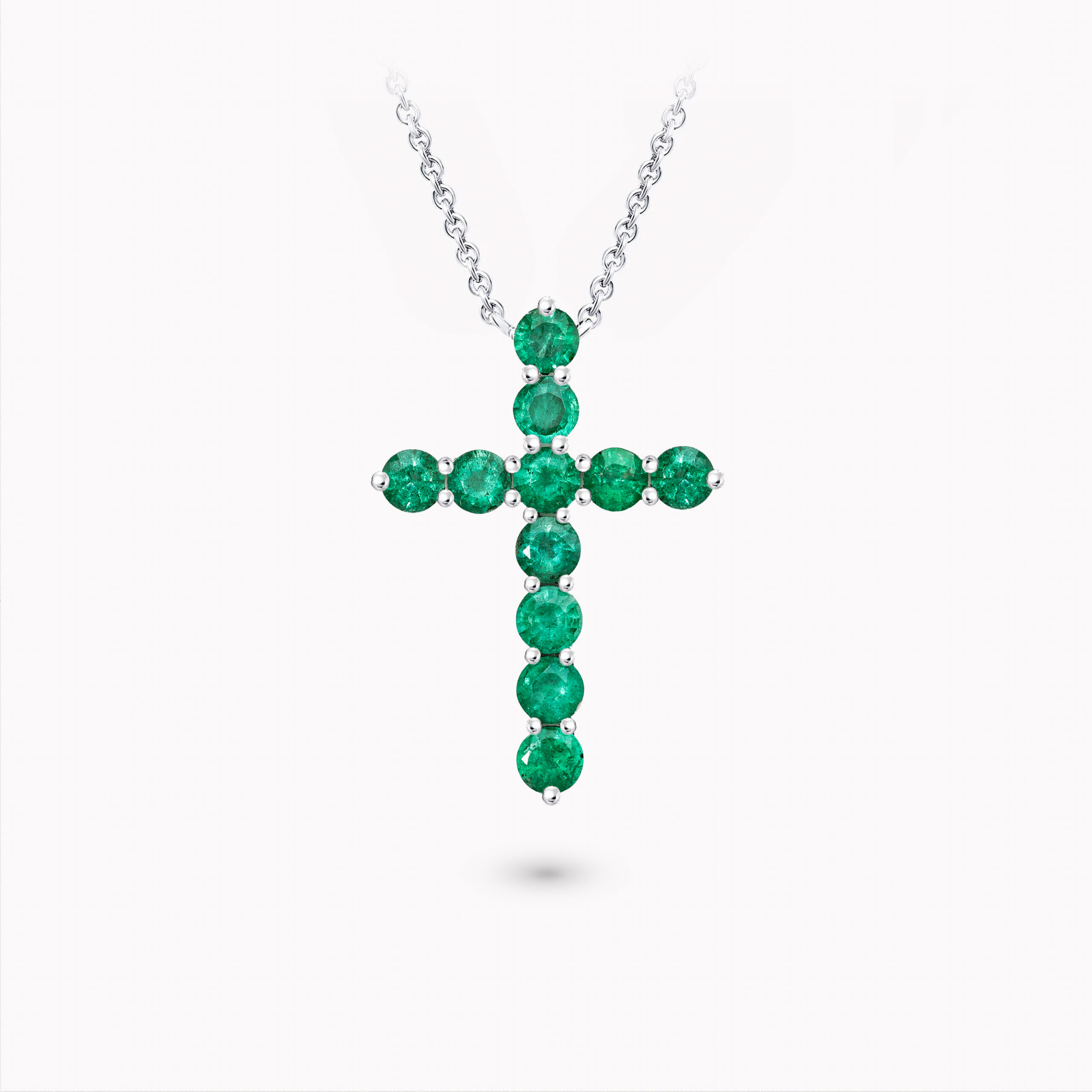 Roud-Cut Emerald Cross Pendant 3.81ct