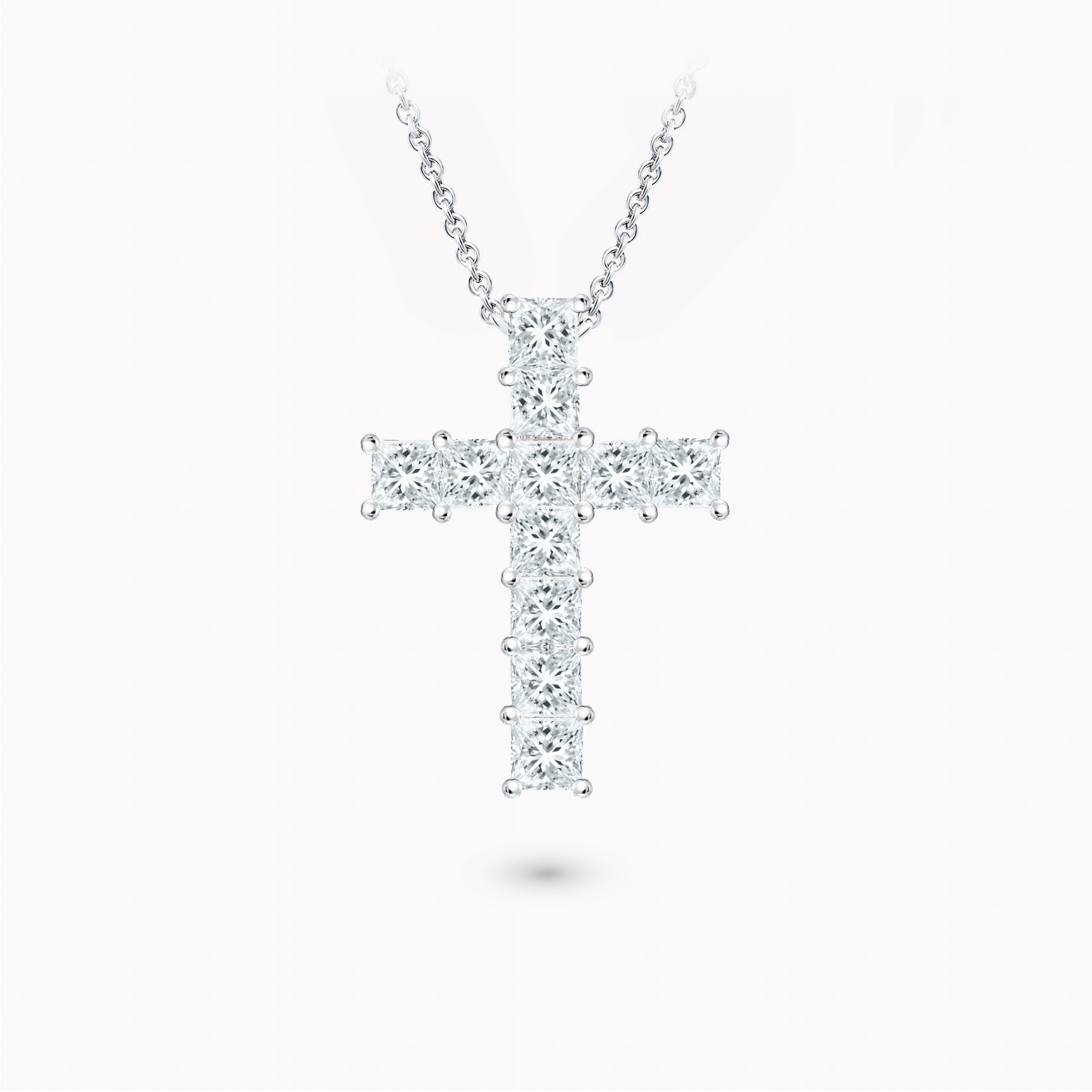 Princess - Cut Diamond Cross Pendant 2.10ct