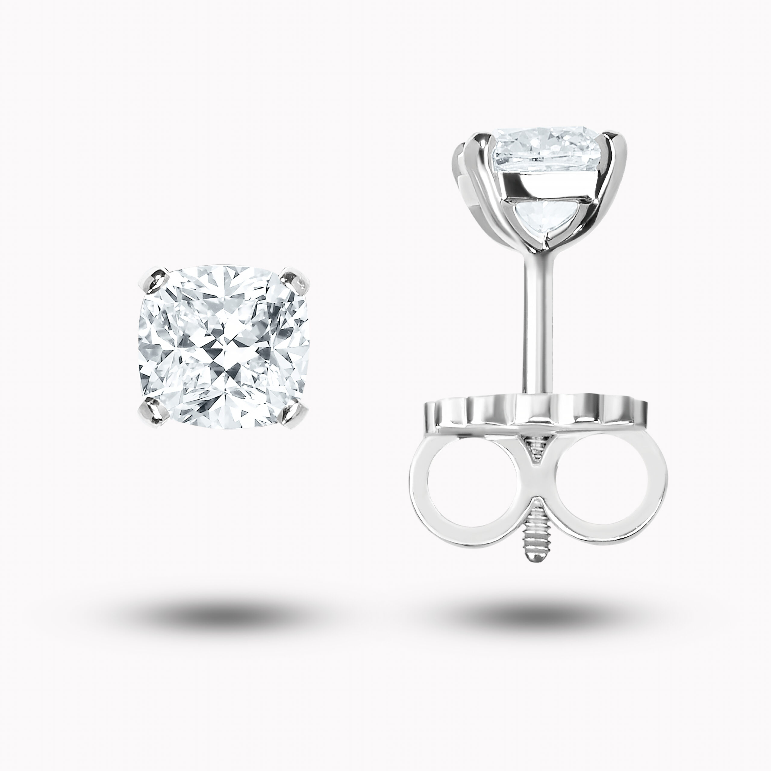 Cushion-Cut Diamond Stud Earring 1.00ct+1.00ct