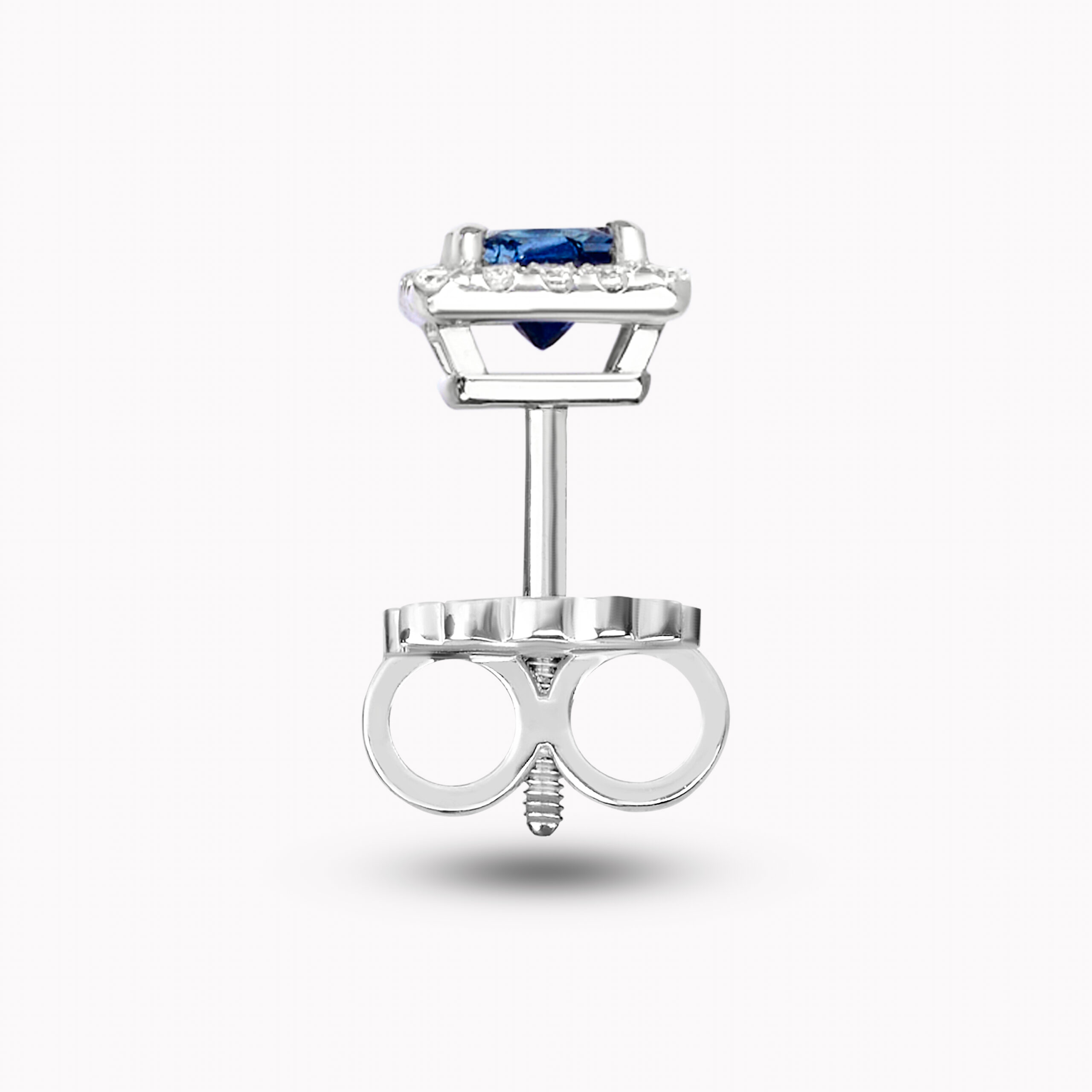 Halo Blue Princess-Cut Sapphire Stud Earrings