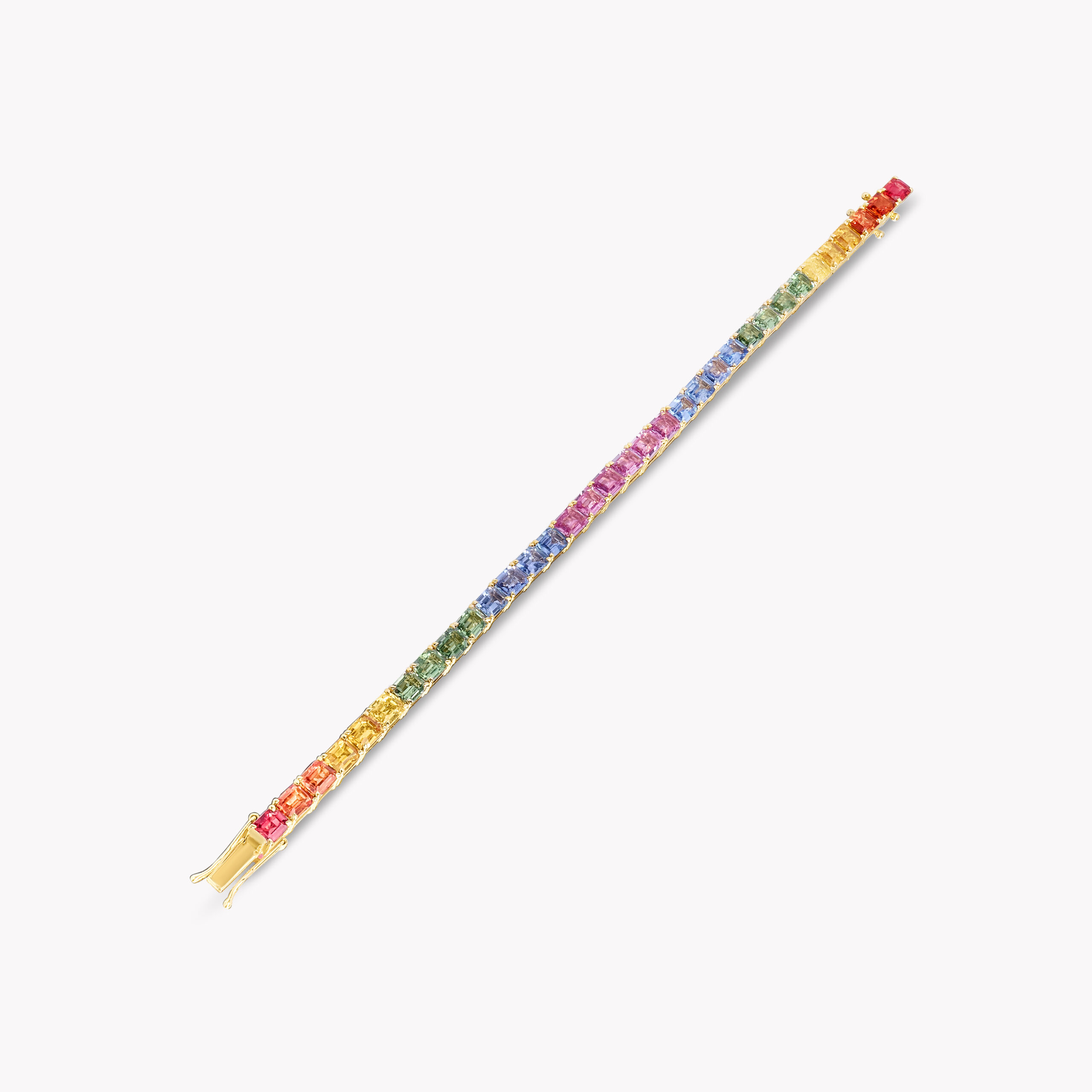 Emerald-Cut  Multicolor Sapphire  Tennis Bracelet  – 16.82ct